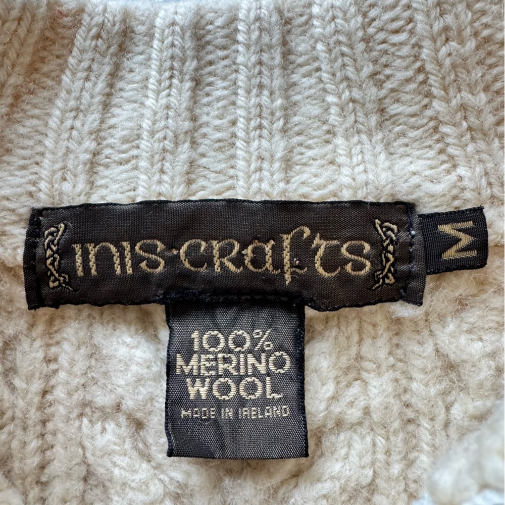 Irish Crafts Zip Up Cable Knit Fitted Sweater Merino Wool Made in Ireland - Picture 2 of 6